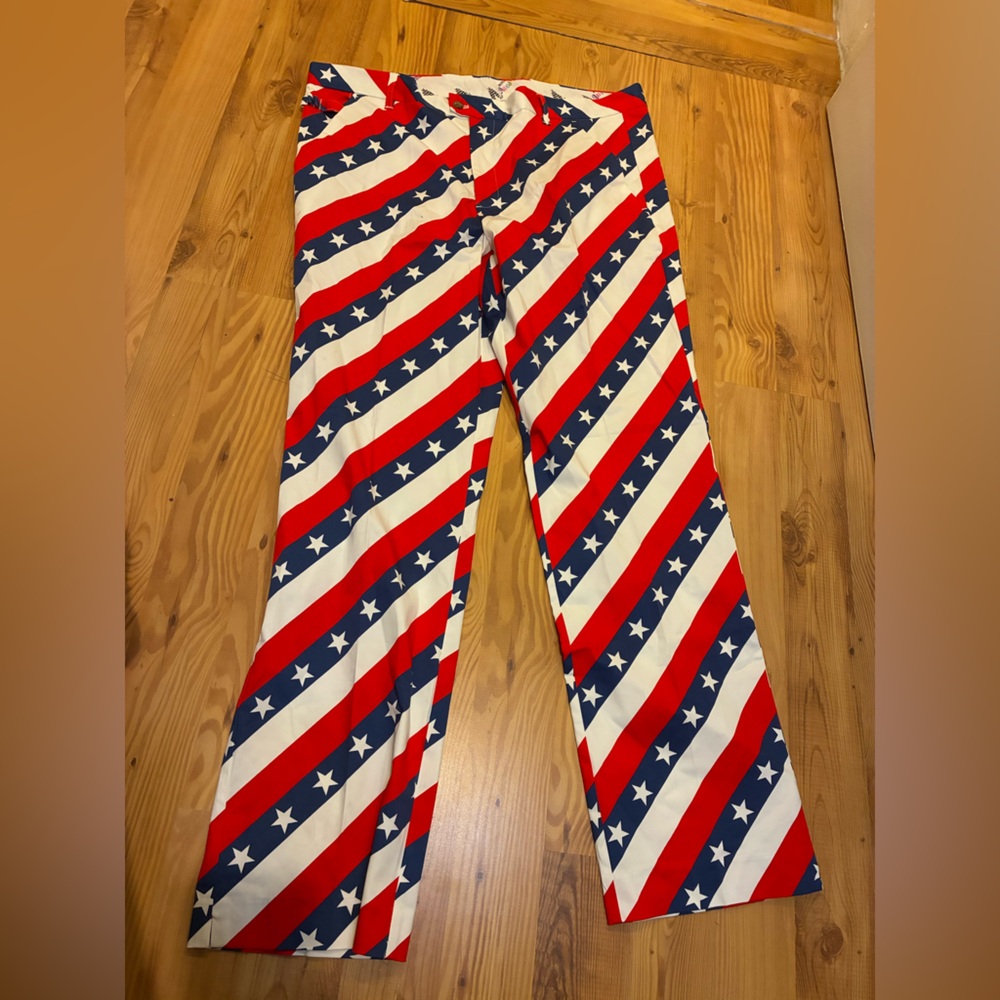 Royal & Awesome Stars & Stripes Patriotic Wide-Leg Pants - Red, White & Blue